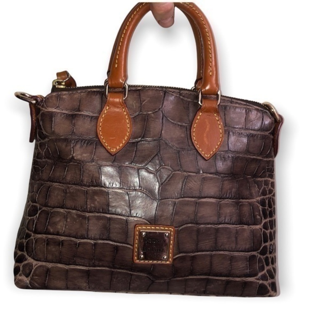DOONEY and bourke mini top handle embossed leather bag grayish brown